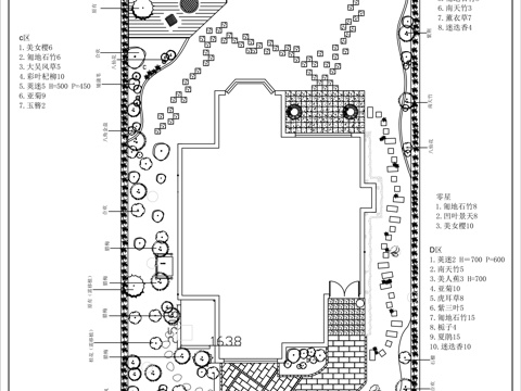 别墅庭院景观绿化CADcad施工图