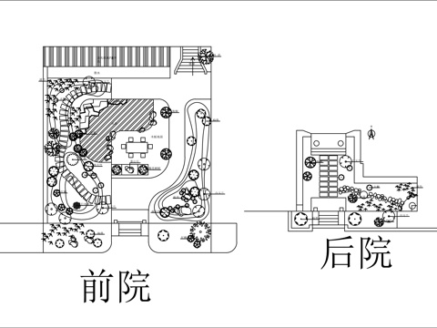 别墅庭院花园平面图CADcad施工图