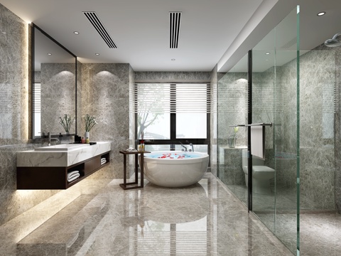  现代酒店卫生间 卫生间 客房卫生间 公共卫生间3d模型 