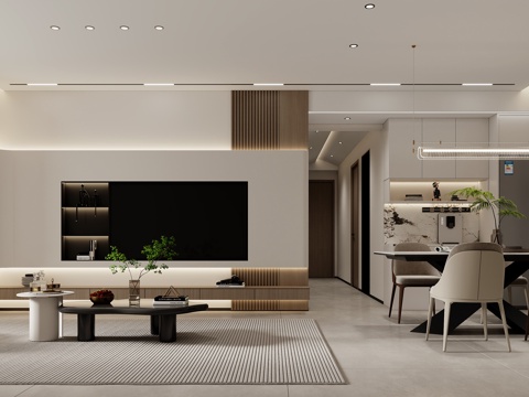  现代客餐厅3d模型 