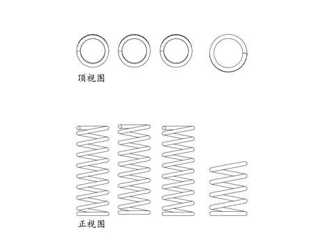 螺旋簧 圆柱弹簧 圈弹簧 压缩弹簧 螺旋卷簧cad施工图
