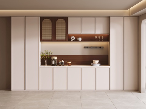 中古风餐边柜su模型