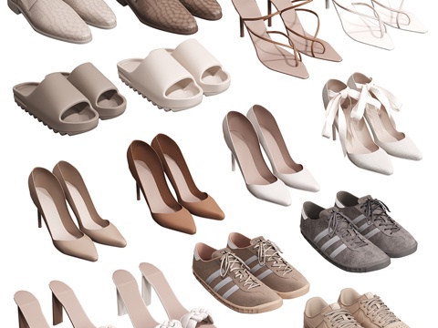  现代男鞋 女鞋 休闲鞋3d模型 