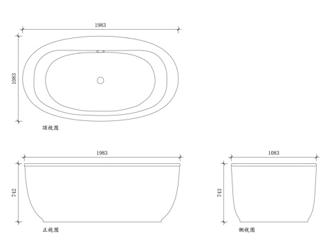 科勒独立浴缸 科勒独立缸 科勒落地浴缸 科勒自由立浴缸cad施工图