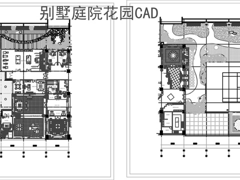 别墅庭院景观绿化CADcad施工图