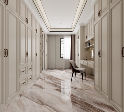  简欧衣帽间3d模型 