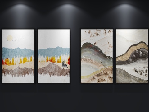  现代 北欧 挂画 装饰画3d模型 