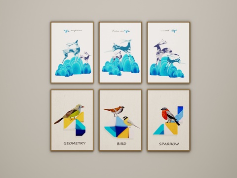  北欧风格挂画3d模型 