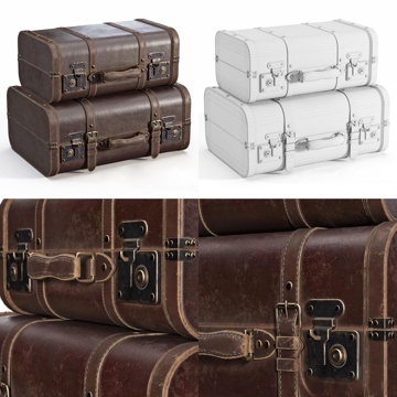  欧式复古皮箱储物箱3d模型 