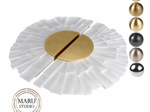  半圆扇形镶嵌马赛克家具把手3d模型 