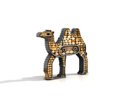  网红大门 骆驼 景观小品 大门 工业风骆驼造型大门 工业风雕3d模型 