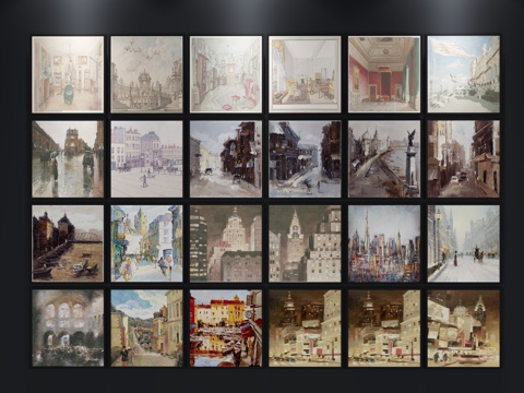  现代挂画 装饰画3d模型 