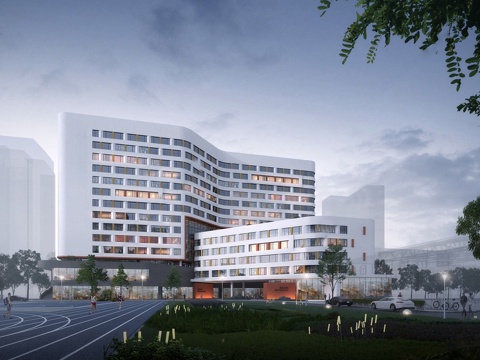 现代学校建筑  中小学建筑 学校鸟瞰图 艺术培训学校su模型