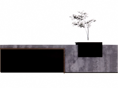 前台 公司前台 办公室 展厅 电脑su模型