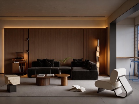  极简客厅 沙发组合3d模型 