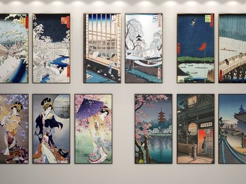  日式装饰画挂画3d模型 