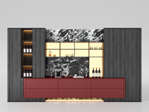  现代酒柜 餐边柜3d模型 