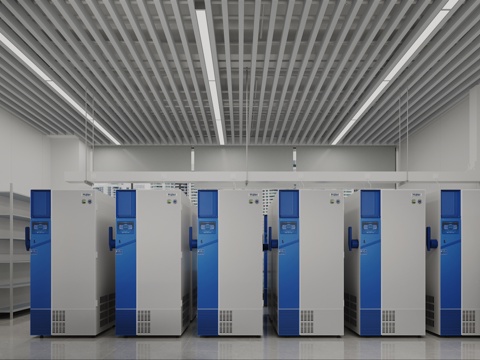  现代工业冰箱库气罐冷柜3d模型 