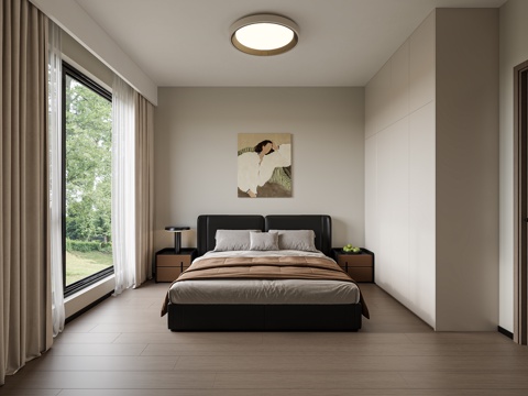  现代简约卧室3d模型 