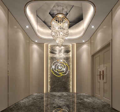  新中式玄关 吊灯3d模型 