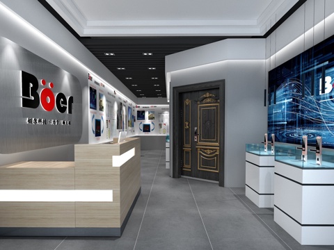  现代风格品牌锁具店3d模型 