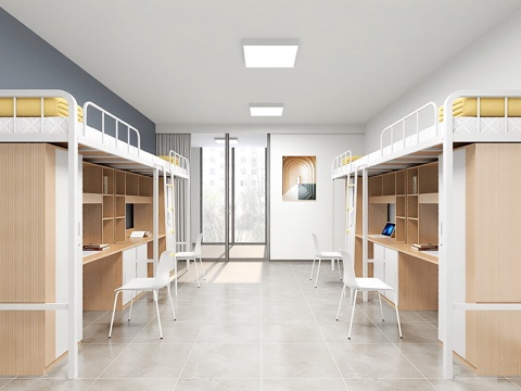  现代学校宿舍 凳子 吊灯3d模型 