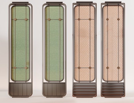 CCD酒店屏风 格栅屏风 现代玻璃屏风 夹丝玻璃屏风 隔断组su模型