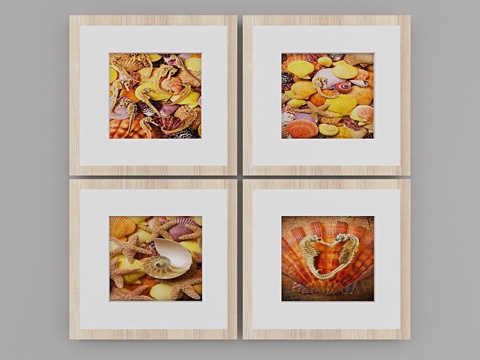  现代挂画组合3d模型 