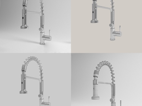  现代水龙头 厨房水龙头 转向水龙头 工业水龙头 个性水龙3d模型 