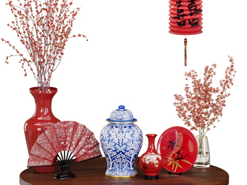  花艺陶瓷摆件3d模型 