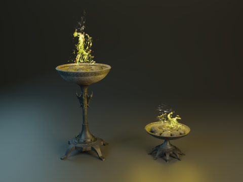  落地灯 铁艺火盆 中世纪火盆 火盆架 金属火盆su模型 