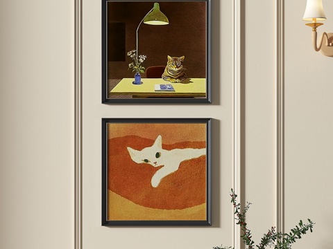  奶油，中古风，组合画3d模型 