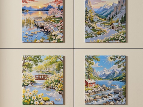  现代，美式，田园，组合画3d模型 