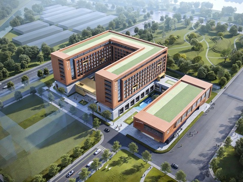 现代学校建筑  中小学建筑 学校鸟瞰图 艺术培训学校su模型