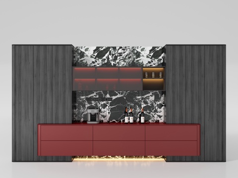  现代酒柜 餐边柜3d模型 