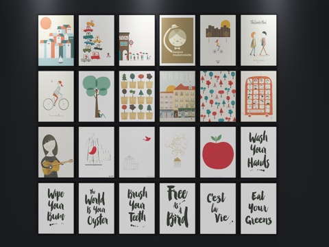  现代挂画 装饰画3d模型 