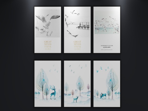  现代 北欧 挂画 装饰画3d模型 