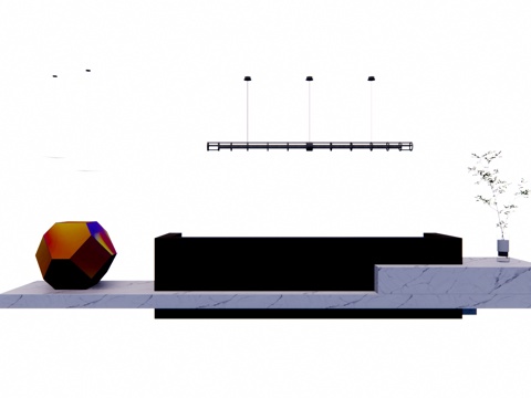 办公室 公司前台 接待 酒店前台 工装 工位 前台su模型