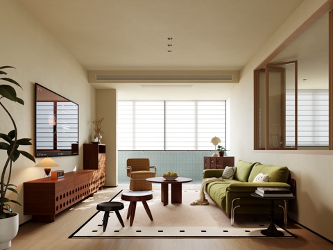 中古风客厅su模型