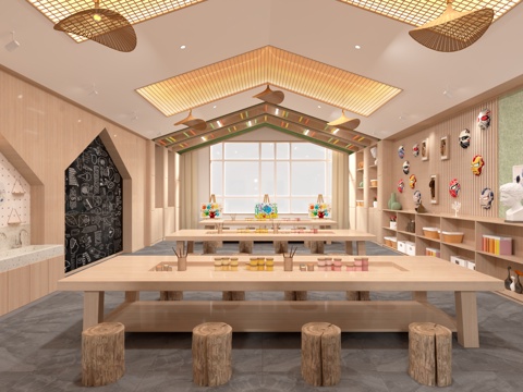  学校幼儿园美术室3d模型 