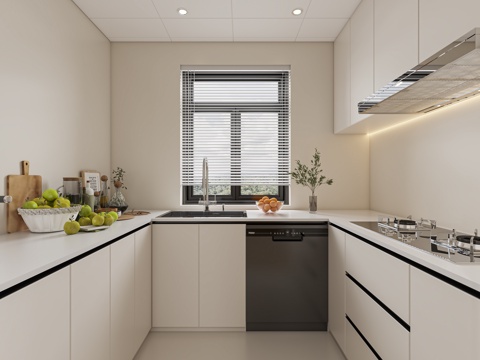  现代简约厨房3d模型 