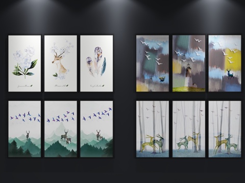  现代挂画 装饰画3d模型 