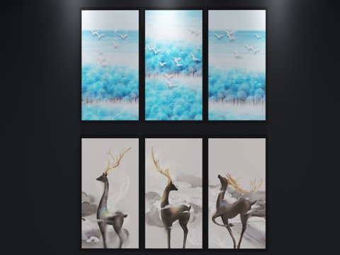  现代北欧挂画 装饰画3d模型 