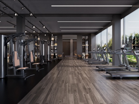  现代健身房3d模型 