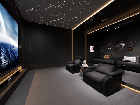  现代影音室3d模型 