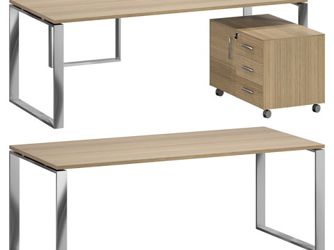  北欧简约书桌 书桌 简约办公桌子3d模型 