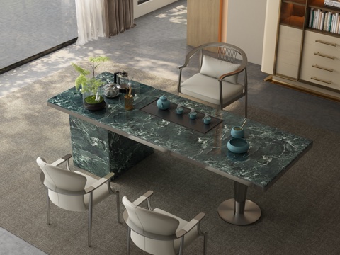  现代茶室 茶桌椅3d模型 