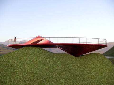 大地景观艺术挑台 山顶眺望平台 景观构筑物 景观挑台su模型