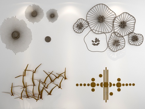  新中式墙饰模型组合3d模型 