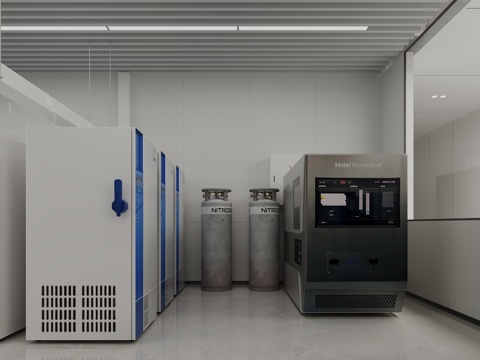  现代冷冻柜冰箱主机储气罐3d模型 